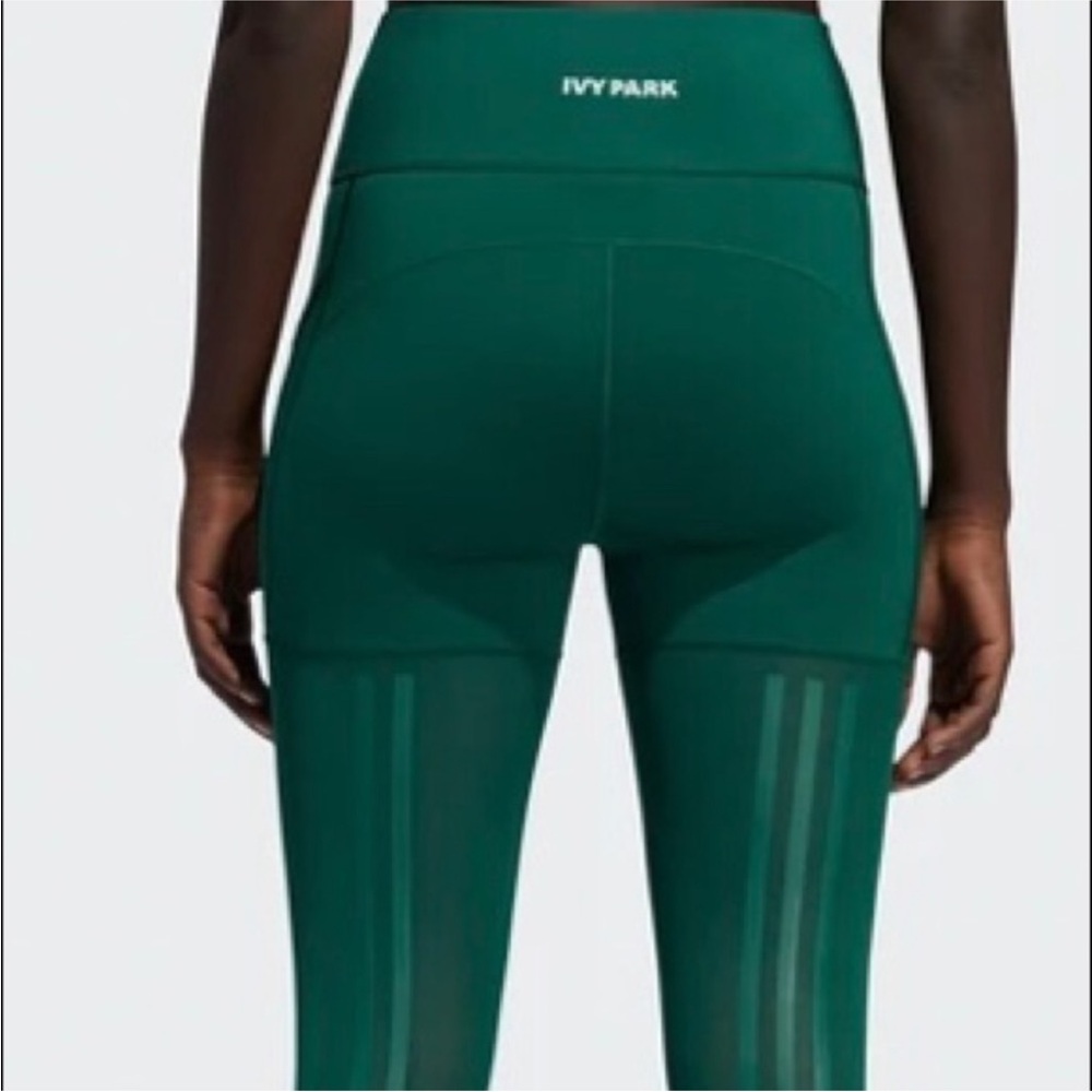 Adidas x Ivy Park sz M IVP Drip 2 Mesh 3-Stripes Tights Leggings Green